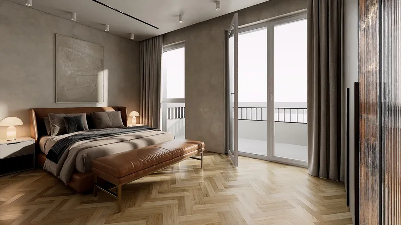 L12, Schlafzimmer mit Ausgang zum Balkon